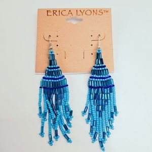 N.W.T Erica Lyons Blue Fringe Earrings